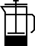 graafinen mustavalkoinen pressopannu-ikoni